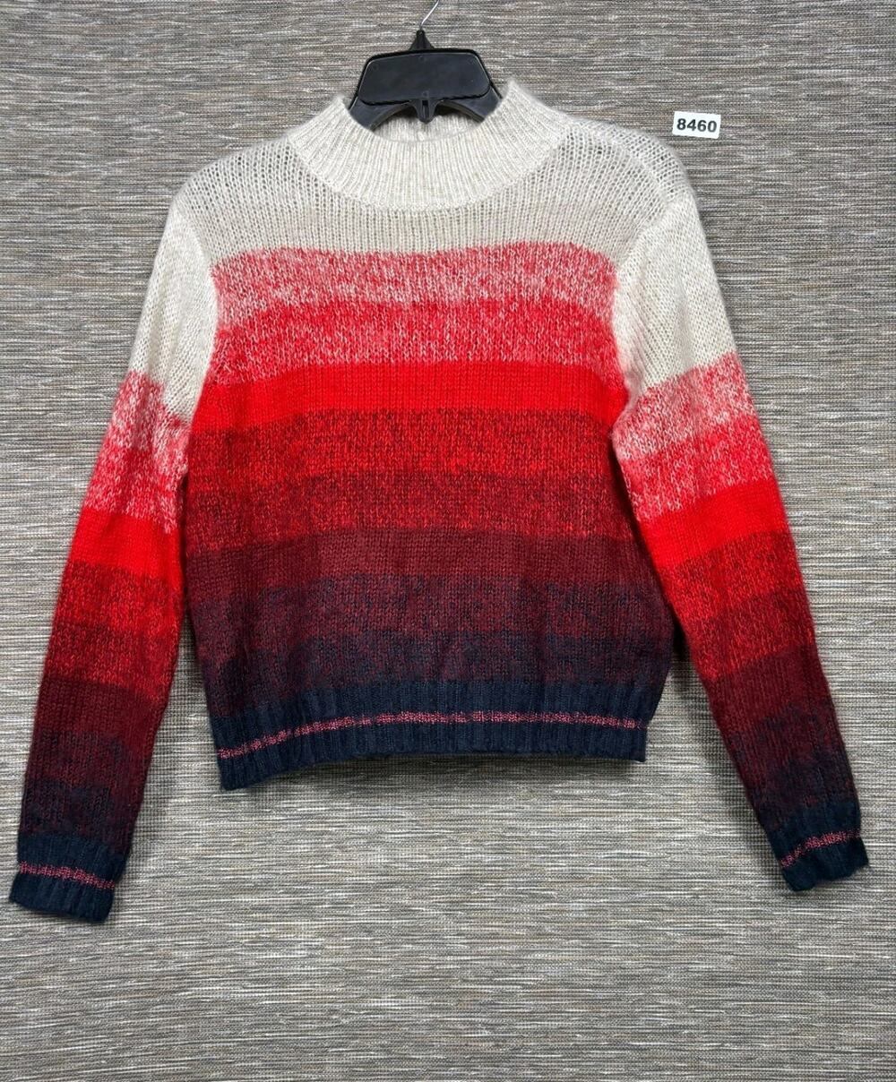 American Eagle Womens M Red Striped High Neck Knit Long Sleeve Pullover Sweater